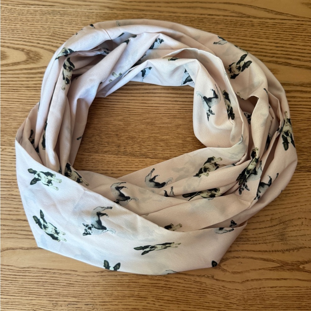 Light Pink Dog Print Infinity Scarf - Women's Accessory